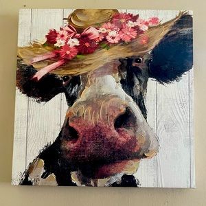 Beautiful farm cow canvas painting